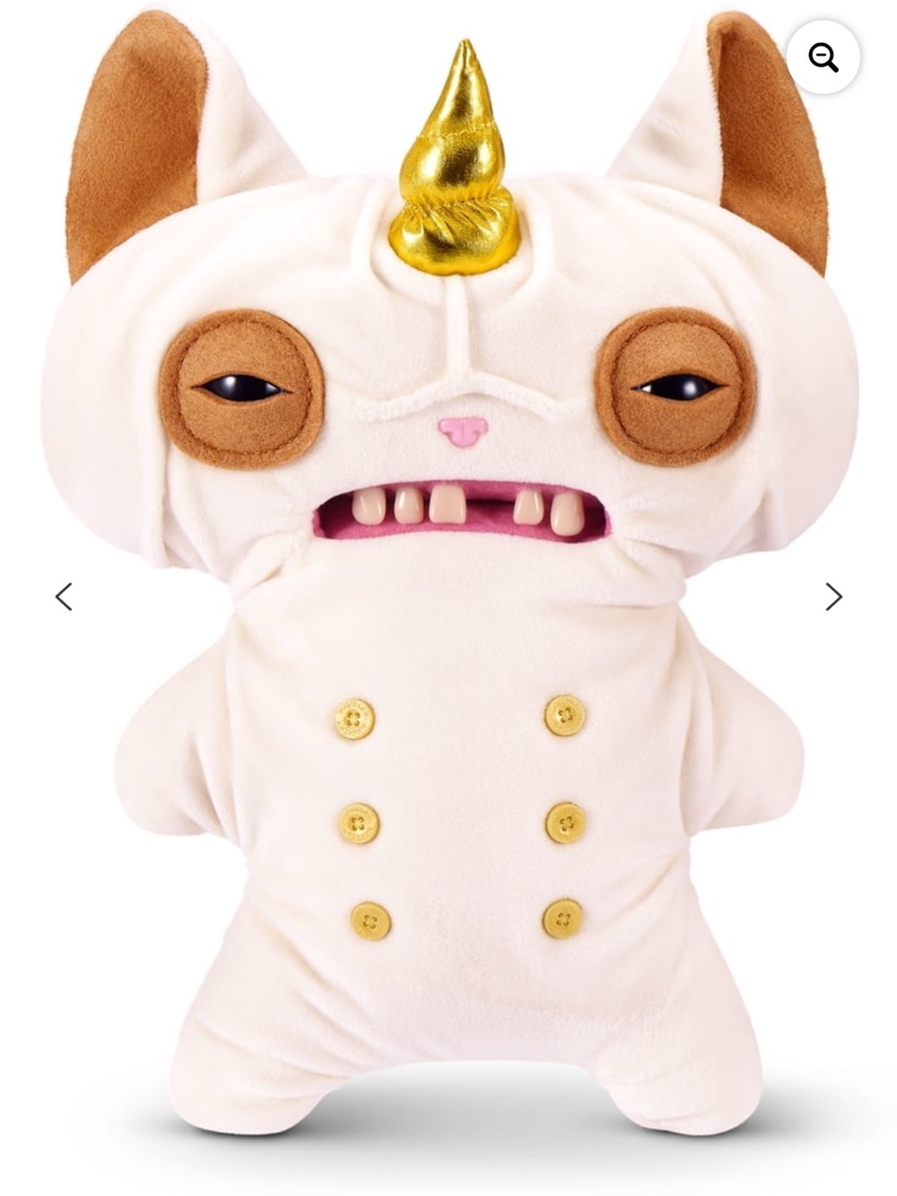 Plush Cream Unicorn Cat with Gold Horn - Kids Stuffed Animal